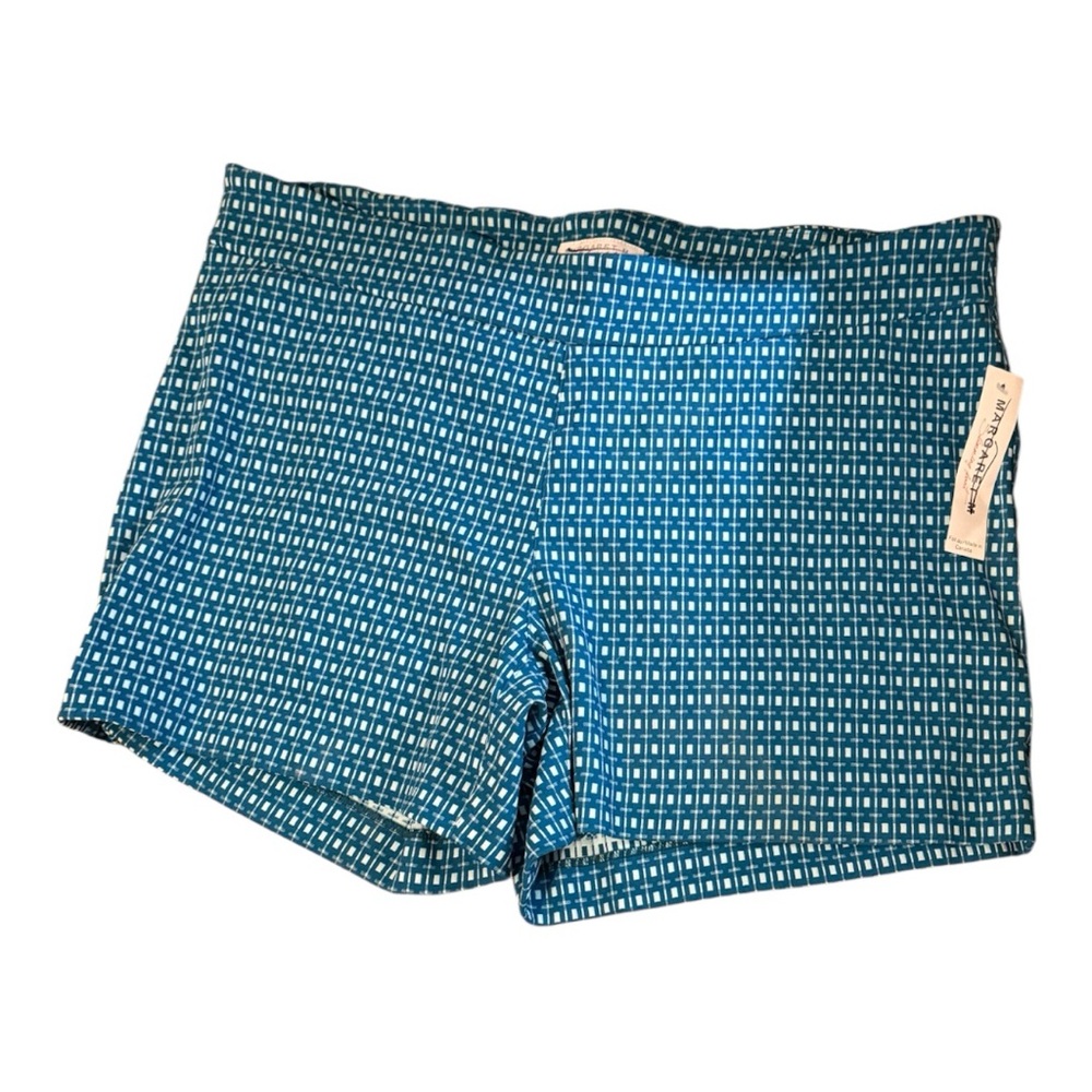 Margaret M Teal Patterned Bike Shorts